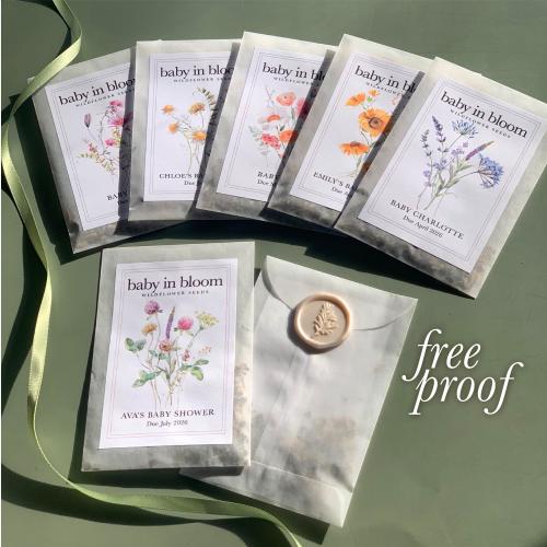 Wildflower Seed Favor Baby Shower Girl Wildflower Packet Baby Favor Idea Baby in Bloom Idea Bulk Guest Favor Garden Party Gift Eco Friendly