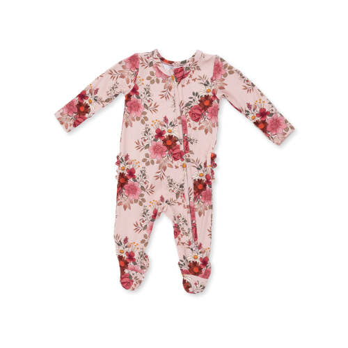 2-Way Zip Ruffle Footie, Sabrina Floral