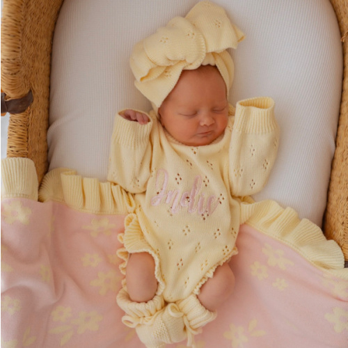 Frill Knit Pointelle Romper | Lemon – Little and Fern