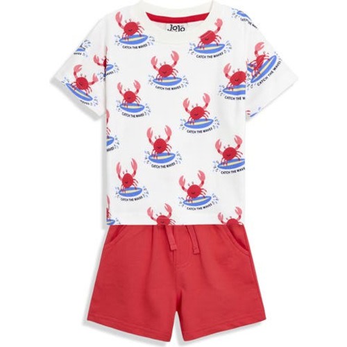 Crab Print Cotton T-Shirt & Shorts Set, 0-3M