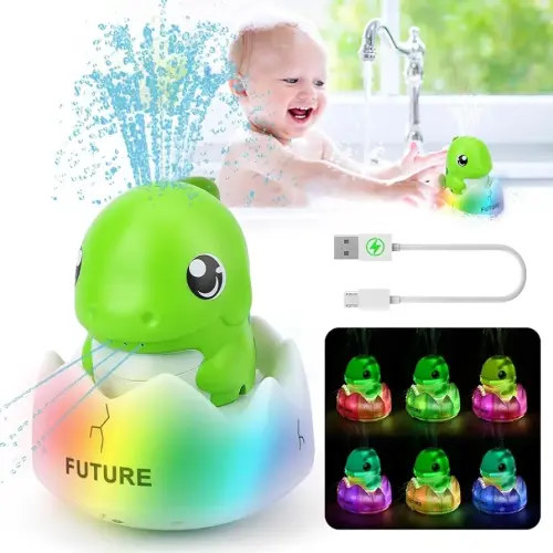 OENUX Baby Bath Toys for Infants 6-12 Months,Light Up Bath Toys with Rechargeable Battery and Upgraded Waterproof Design,Toddla Dinosaur Bath Toy Sprinkler for Toddlers Infant Kids Boys Girls 1-3