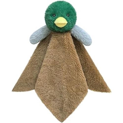 Baby Soft Mallard Duck Stuffed Animal Security Blanket, Plush Green Duck Character Lovey Blanket, Baby Shower/Nursery Gift, Newborn Infant Toddler Snuggle Blankie for Boys Girls, 14 Inches