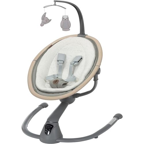 Maxi-Cosi Cassia Baby Swing, infant swing, automatic motion sensor, music, toys, recline, portable, 360 degree rotation, lightweight & foldable, Classic Green