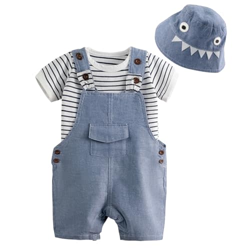 Volunboy Baby Boy Summer Short Overalls Beach Shortalls | toddler boys short sleeve short set, newborn boy vacation outfits, summer romper bodysuit t-shirt set