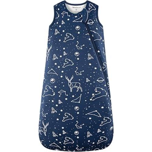 Mosebears Unisex Rayon Made from Bamboo Sleep Sack with 2-Way Zipper,2.5 Tog Baby Winter Sleep Sack(Navy Blue,6-18 Months)