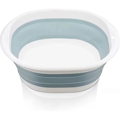 Collapsible Wash Basin – Portable Folding Wash Bowl & Dish Tub for Camping, Travel, Hiking, Hand Washing, Medium Outdoor Sink for Dishes, Clothes & Personal Use (Blue)