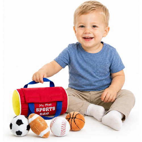 My First Sports Bag for Baby Boy and Girl, Stuffed Plush Playset