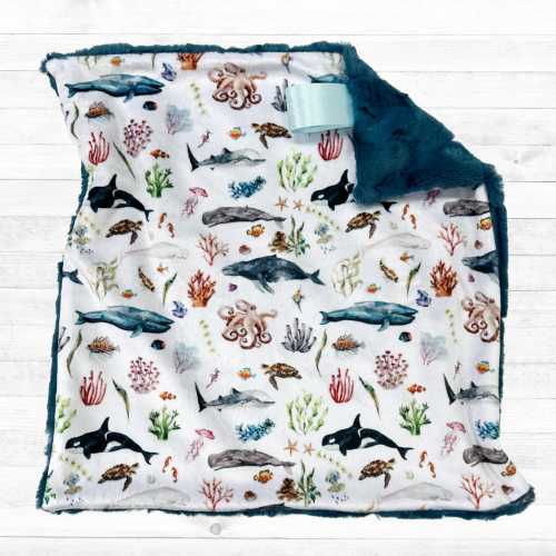 Ocean Lovey | Under the Sea Minky Lovey Blanket | Whale Octopus Turtle | Lovey for Babies | Ocean Nursery Decor | Baby Shower Gift