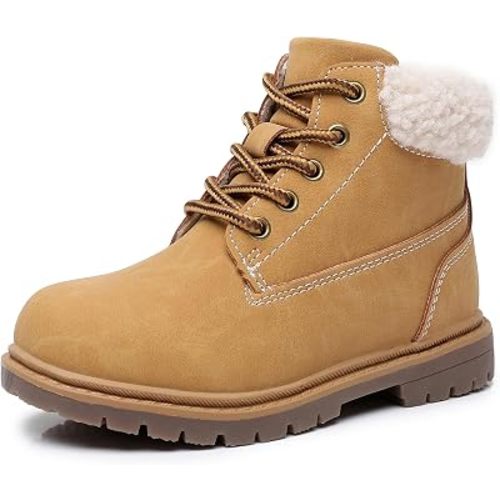 Apakowa Toddler Boys Boots Brown Work Fall Boots with Side Zipper | Toddler/Little Kid,Water-Resistant Upper,Work Boots,Side Zipper,Outdoor Ready,Non-slip Outsole