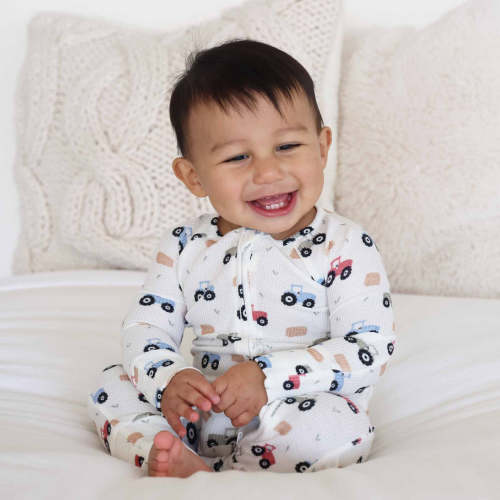 Little Farmer Bamboo Waffle Convertible Zip Romper