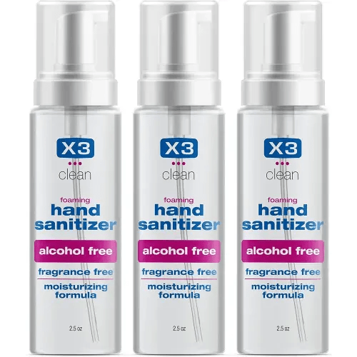 Foaming Hand Sanitizer, Alcohol Free and Fragrance Free, Kills 99.9% Germs, Moisturizing Formula, Travel Size 2.5 oz (3 Pack)