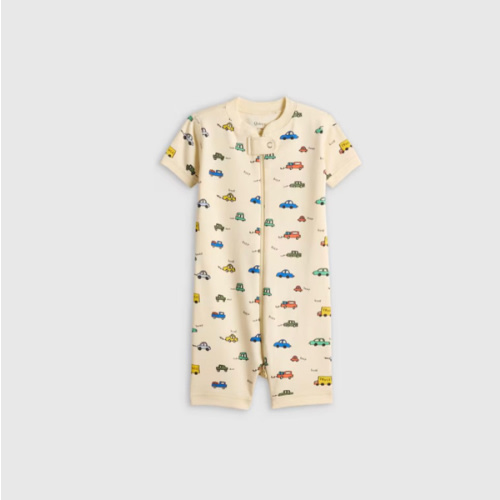 Quince 100% Organic Cotton Shortie Onesie Pajama in Cars