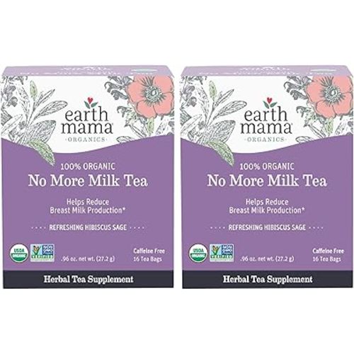 Earth Mama Organic No More Milk Tea | Reduce Breast Milk Production, Stop Breastfeeding & Wean Lactation, Postpartum Essentials for New Moms | 32 Teabags | Caffeine Free & Non-GMO