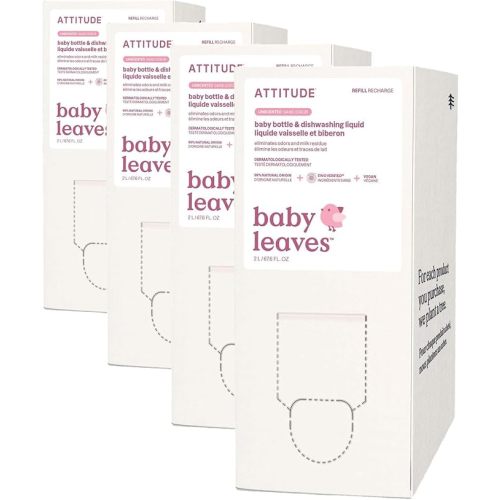 ATTITUDE Baby Bottle & Dish Soap, EWG Verified Bottle Cleaner, Fragrance Free & Dye Free, Removes Milk Residue & Grease, Vegan, Unscented, 23.7 Fl Oz