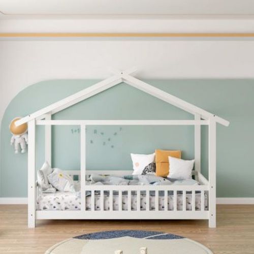 CSBDHome Solid Wood Canopy Bed Kids Bed