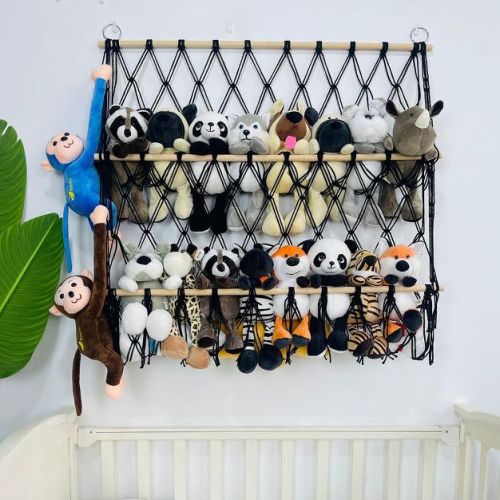 TROPOW Stuffed Animal Toy Holder, 3-Layer Versatile Plush Toy Holder, Bohemian Style Vertical Toy Storage Organizer Nursery, Stable Plush Toy Holder