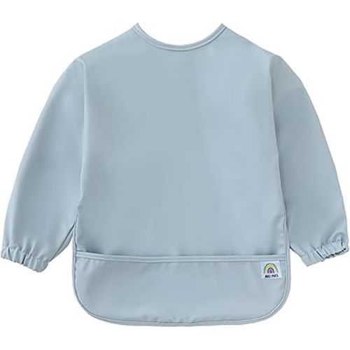 ARI MES Long Sleeves Waterproof Baby Bibs for Eating - Blue, Small - Wearable, Coverall for Toddler, Long Sleeve Bib, Smock for Toddler, Apron for Feeding - Applicable for 6-72 Months