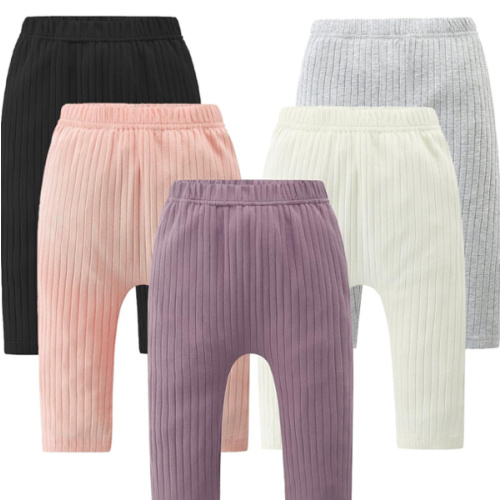 Baby and Toddler Girl's 5 Pack Cotton Ribbed Pull On Pants Leggings 0-4 Years