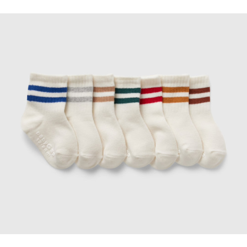 Baby & Toddler Varsity Stripe Quarter Crew Socks (7-Pack) | Gap