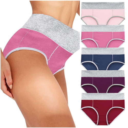 XMMSWDLA Women's Underwear Cotton High Waisted Underwear Full Coverage Panties Ladies Briefs Soft Breathable Plus Size Multicolor 2XL Dorm Room Essentials