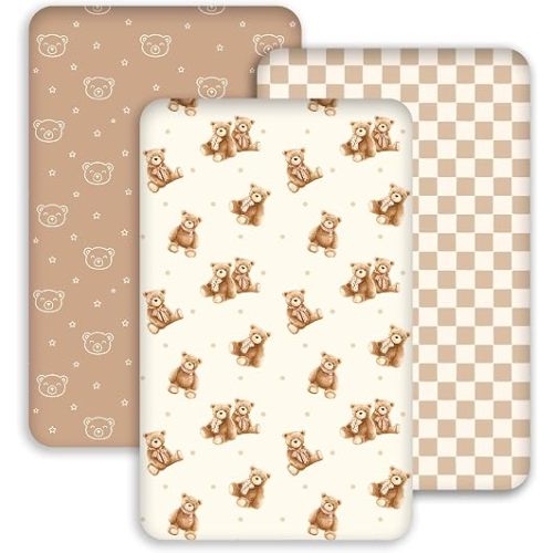 3 Pack Bedside Bassinet Sheets Girl & Boy 33" x 20" Rectangle
