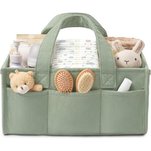 Baby Diaper Caddy Organizer with Handles, Portable Nursery Storage Basket