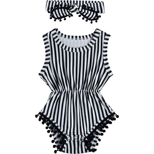 UNICOMIDEA Baby Girls Outfit Newborn Romper Jumpsuits Sleeveless One-Piece Clothes 0-24 Months Bodysuit with Headband