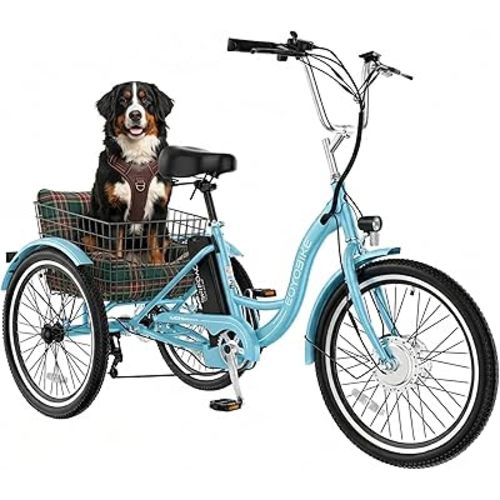 MOONCOOL Adult Electric Tricycle, 350W Front Drive Motor (Peak 700W), 15.5MPH E-Trike, Removable 36V 14.5Ah Battery, Max 60 Miles, 7-Speed 3 Wheel Electric Bike