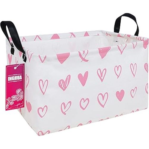 Rectangular Pink heart Storage Basket