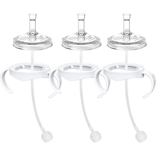 Sippy Cup Conversion Kit Compatible with Philips Avent Natural Baby Bottles, Soft Straw top and Weighted Ball Sippy Cup Transition Kit with Handles, 8m+ Pack of 3