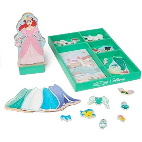 Melissa & Doug Disney Princess Ariel Magnetic Dress-Up Wooden Doll Pretend Play Set (30+ Pieces)