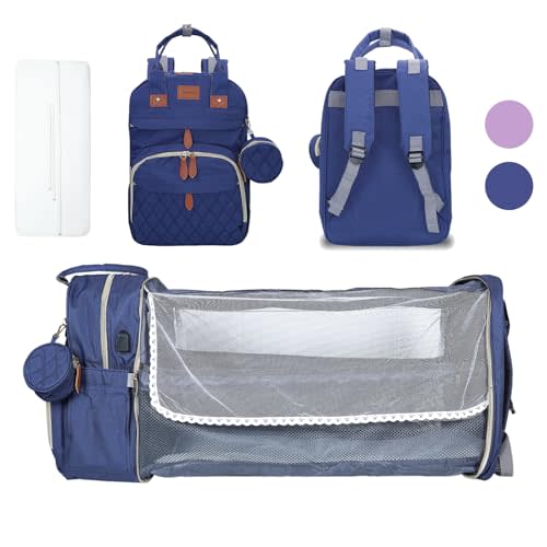 Snugglez baby diaper bag with changing station, multifunctional diaper bag for Mom and dad, Waterproof diaper bag backpack with Charging port and insulated pockets - Blue