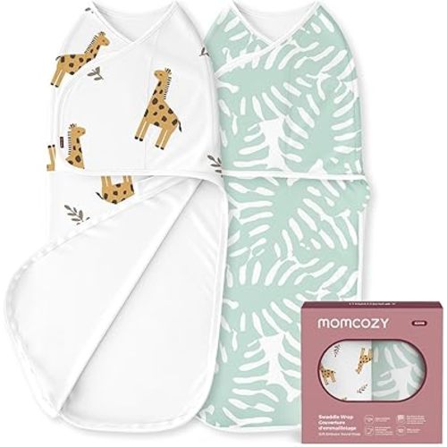 Momcozy Swaddles for Newborns, Quiet Fastner Suitable for Infant 0-3 Months, New-Parent-Friendly Swaddle Sack, Reduce Startle Reflex, Newborn Boys Girls Registry Essentials, 2-Pack (Small/Medium)