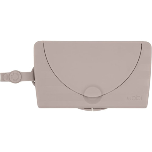 Ubbi On-the-Go Baby Wipes Dispenser, Portable Wipes Container for Travel, Diaper Bag Accessory Must Have for Newborns, Reusable Wipes Holder, Taupe