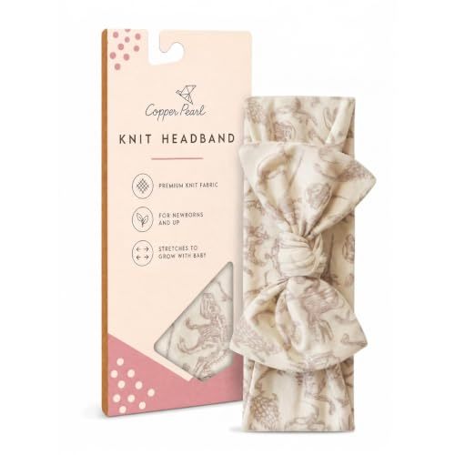 Copper Pearl Baby Bows: Soft and Stretchy Headbands for Baby Girls, Newborn and Toddler Hair Bows and Accessories, Stylish Bow Headband, Jurassic Park Fossils
