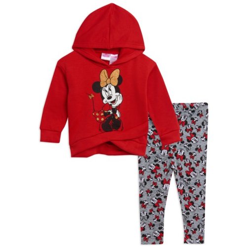 Disney Minnie Mouse Baby Girls' 2-Piece Fleece Ruffle Hoodie & Legging Set Red