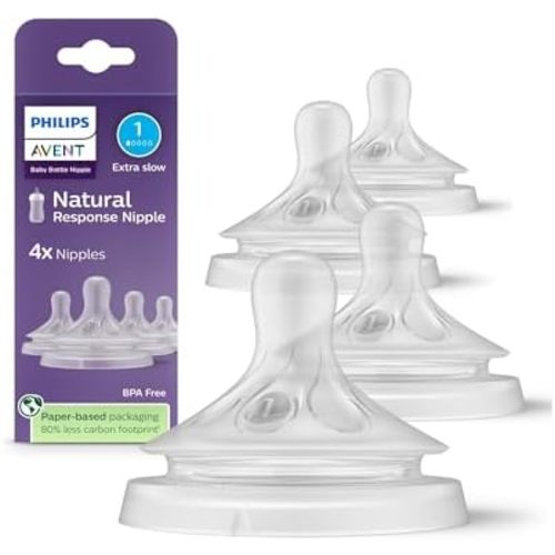 Philips Avent Natural Response Nipples, Extra Slow Flow, BPA-Free, 4-Pack