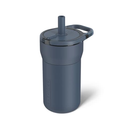 BrüMate Leap 12oz 100% Leakproof Kids Tumbler with Handle and Silicone Soft Straw | Drop Resistant Silicone Sleeve | For Kids 4+ | Insulated Stainless Steel | Cup Holder Friendly | (Nightfall Blue)