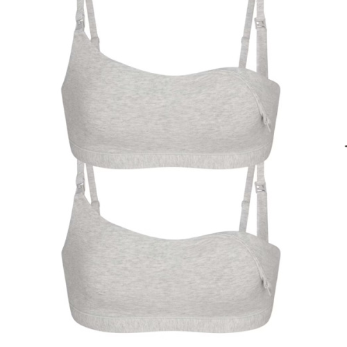COTTON JERSEY MATERNITY NURSING SCOOP BRALETTE 2-PACK | LIGHT HEATHER GREY | SKIMS