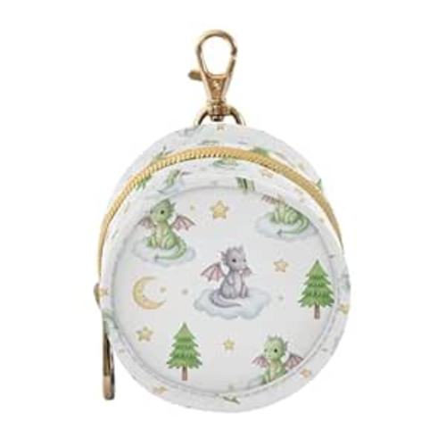 Cartoon Dragons Tree Star Print Pacifier Holder Case for Diaper Bag Portable Travel Pacifier Storage Case with Clip Newborn Baby Pouch for Baby Boys Girls Outdoor Purse