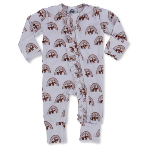 Rainbow Baby- Ruffled- Folding Feet Jammies – Cowkid Clothing Company