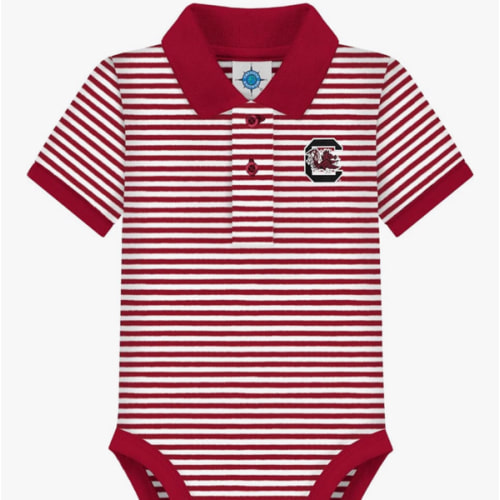 Creative Knitwear College Baby Striped Polo Bodysuit - Team Logo, Multiple Colors, for Boys & Girls (0-12 Months)