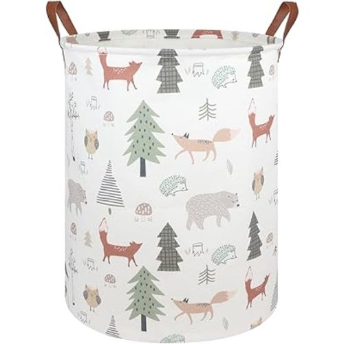 FXOLCSHE Animal Baby Laundry Basket,Woodland Animals Baby laundry hamper,Toy basket for boys,Nursery Hamper Gift Baskets for Bedroom,Toy Bin,Gift Basket.Baby room decor(Animal)