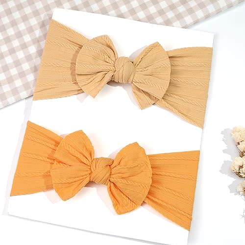 CÉLLOT 8 Pcs Super Stretchy Soft Handmade Headbands with Double Bows Head Wrap Nylon Hair Accessories For Newborn Babies Girls Infants Toddlers