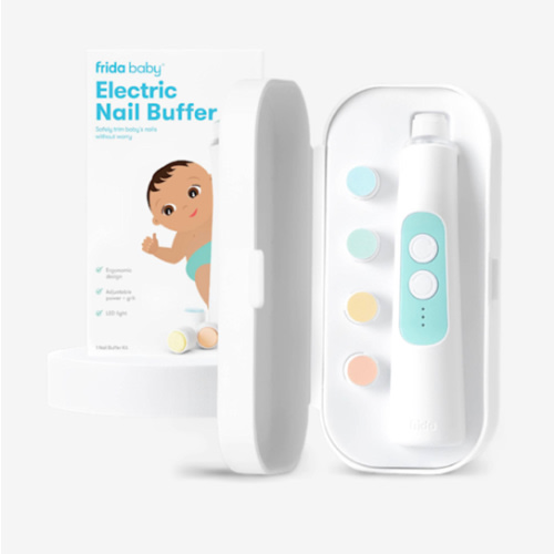 Frida Baby Electric Nail Trimmer, Safe + Easy Electric Nail File Baby Nail Clipper + Nail Trimmer Kit for Newborn, Toddler, or Children's Fingernails/Toenails, 4 Buffer Pads, LED Light, Storage Case