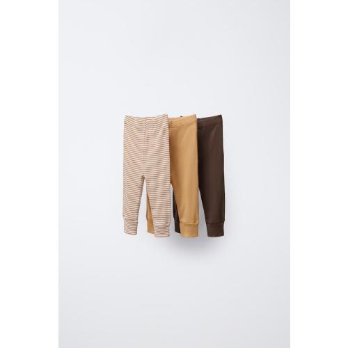 3-PACK OF ADJUSTABLE LENGTH STRIPED LEGGINGS - Ocher | ZARA United States