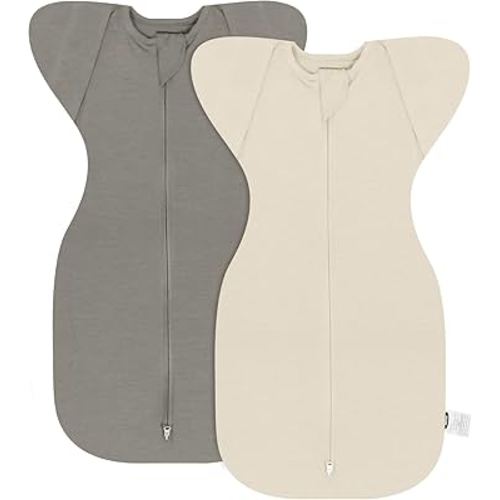 MEXXI Swaddle Baby Sleep Sack With Arms Up, 2 Pack Baby Transitional Swaddle with Double Zipper, 0.5 TOG, 13-19 lbs, M