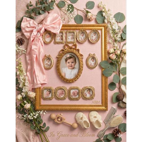 Baby Photo Keepsake Frame 11 by 14 mini vintage collage