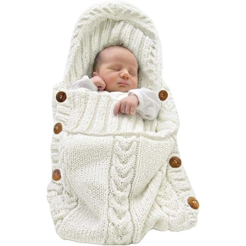 XMWEALTHY Newborn Baby Wrap Swaddle Blanket Knit Wrap Blanket Bag Receiving Blankets Stroller Wrap for Baby Beige 0-6 Month