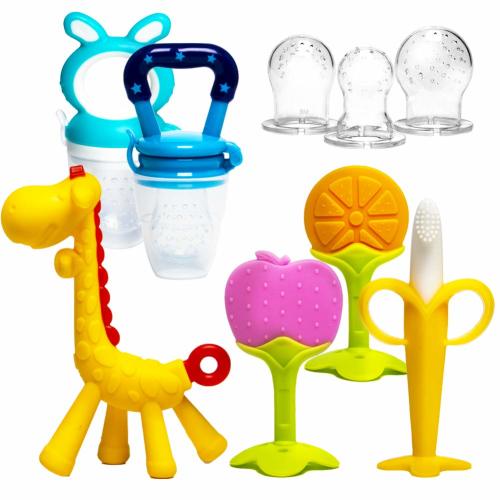 0-6 Months Baby Teething Toy 6-12 Months Baby Teething Device Newborn Fruit Feeders,BPA Free Baby Teether Set
